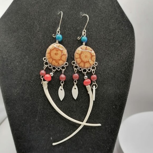 Handmade Dangling Earrings, Andean Craftsmanship - Picture 1 of 8